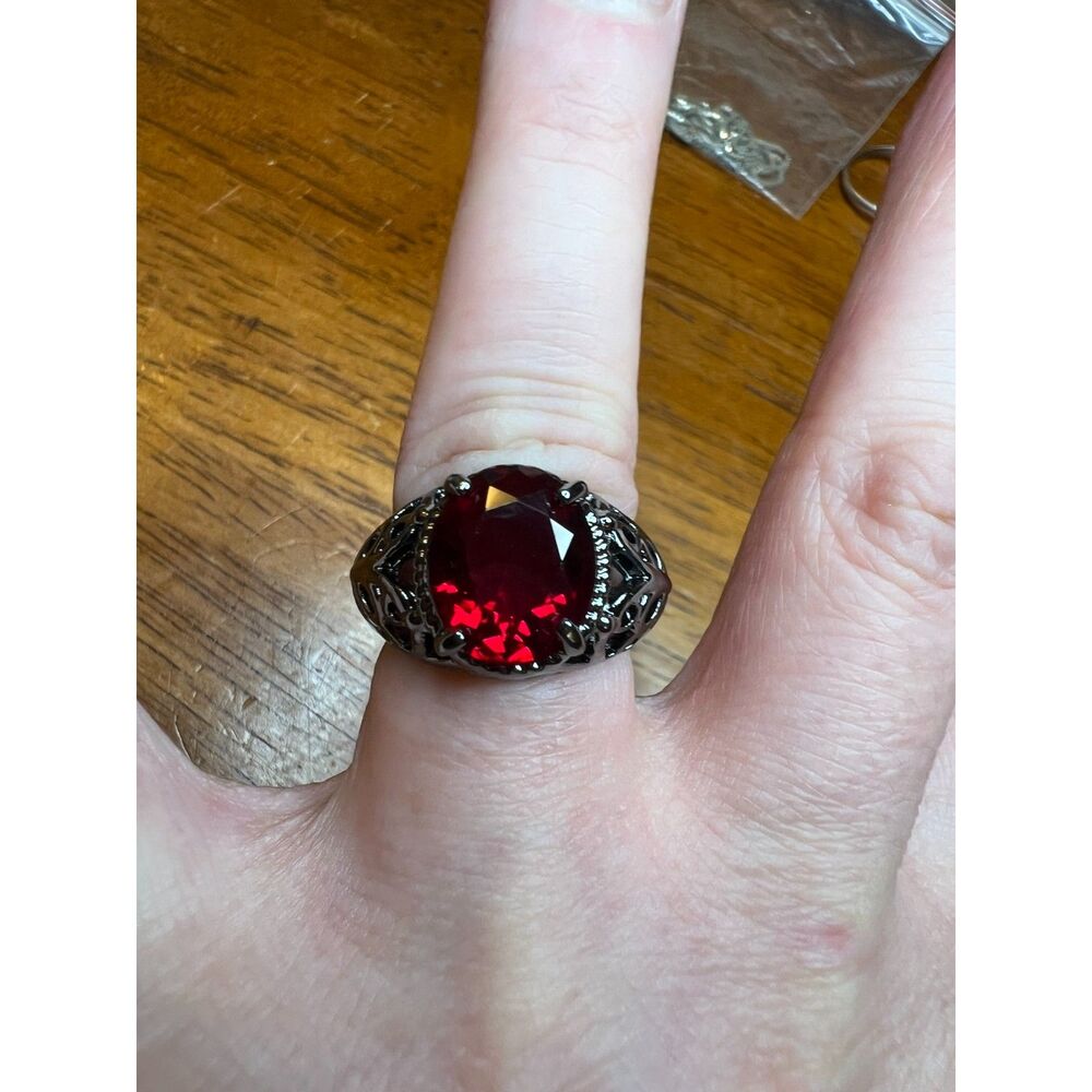 Ruby Simulant Ring, Size 6.5 - Picture 2 of 3